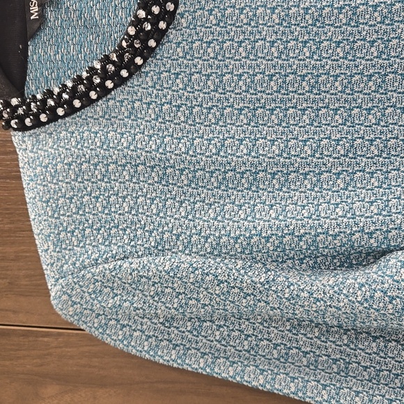 Misook-Open Cardigan Hook Closure Long Sleeve Knit Beaded Blue-Size Small - Picture 3 of 17